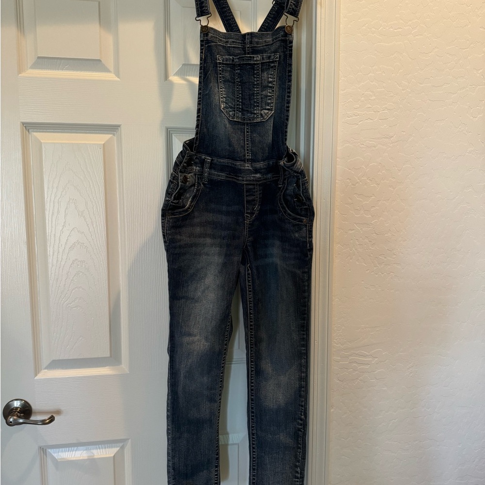 Wallflower Denim Bib Overalls Small Acid Wash Lightly Distressed